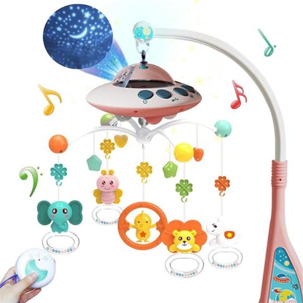 Baby Crib Mobile with Music and Lights, Mobile for Crib with Remote Control